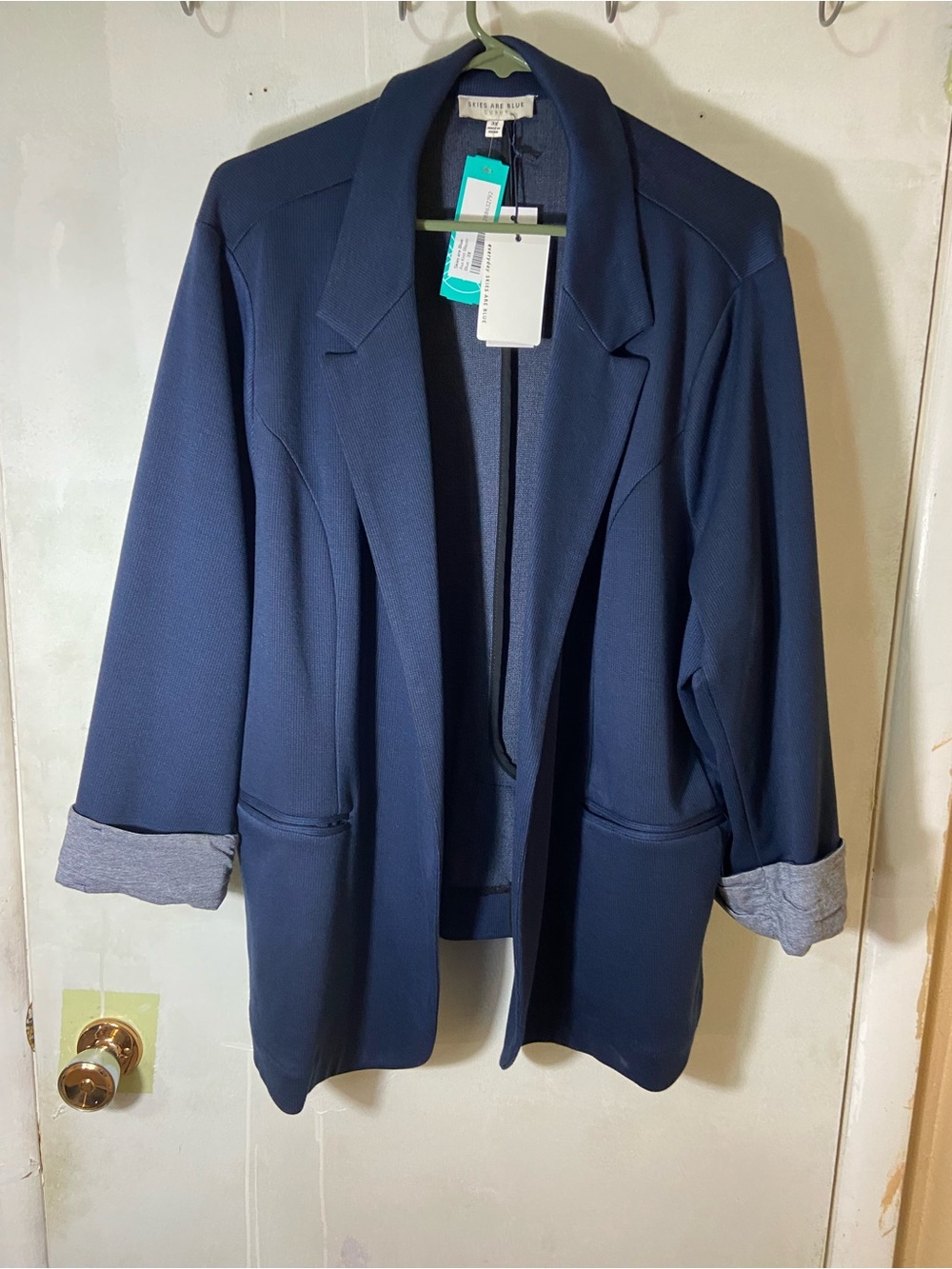 Skies Are Blue Navy Open-Front Blazer Jacket